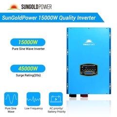 SunGoldPower Off-Grid 15000W 48VDC 120V/240V LifePo4 20.48KWH Lithium Battery 18X415 Solar Kit