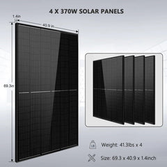 SunGoldPower Off-Grid Solar Kit 6500W 48VDC 5.12KWH PowerWall Lithium Battery 4X370W Solar Panels