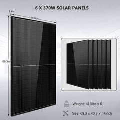 SunGoldPower Off-Grid Solar Kit 5000W 48VDC 10.24KWH PowerWall Lithium Battery 6X370W Solar Panels