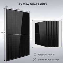 SunGoldPower Off-Grid Solar Kit 6000W 48VDC LifePo4 10.48KWH PowerWall Lithium Battery 8X370W Solar Panels