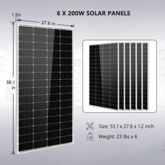SunGoldPower Off-Grid Solar Kit 5000W 48VDC 120V 5.12KWH PowerWall Battery 6X200W Solar Panels