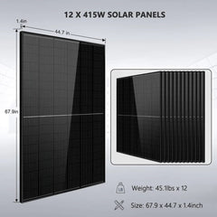 SunGoldPower Off Grid Solar 12X415 Watts Solar Panels 4X5.12KWH Lithium Battery 8000W Solar Inverter