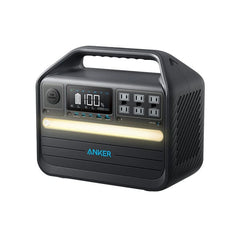 Anker PowerHouse 555- 1024Wh  1000W- front left side view with LED light illuminates
