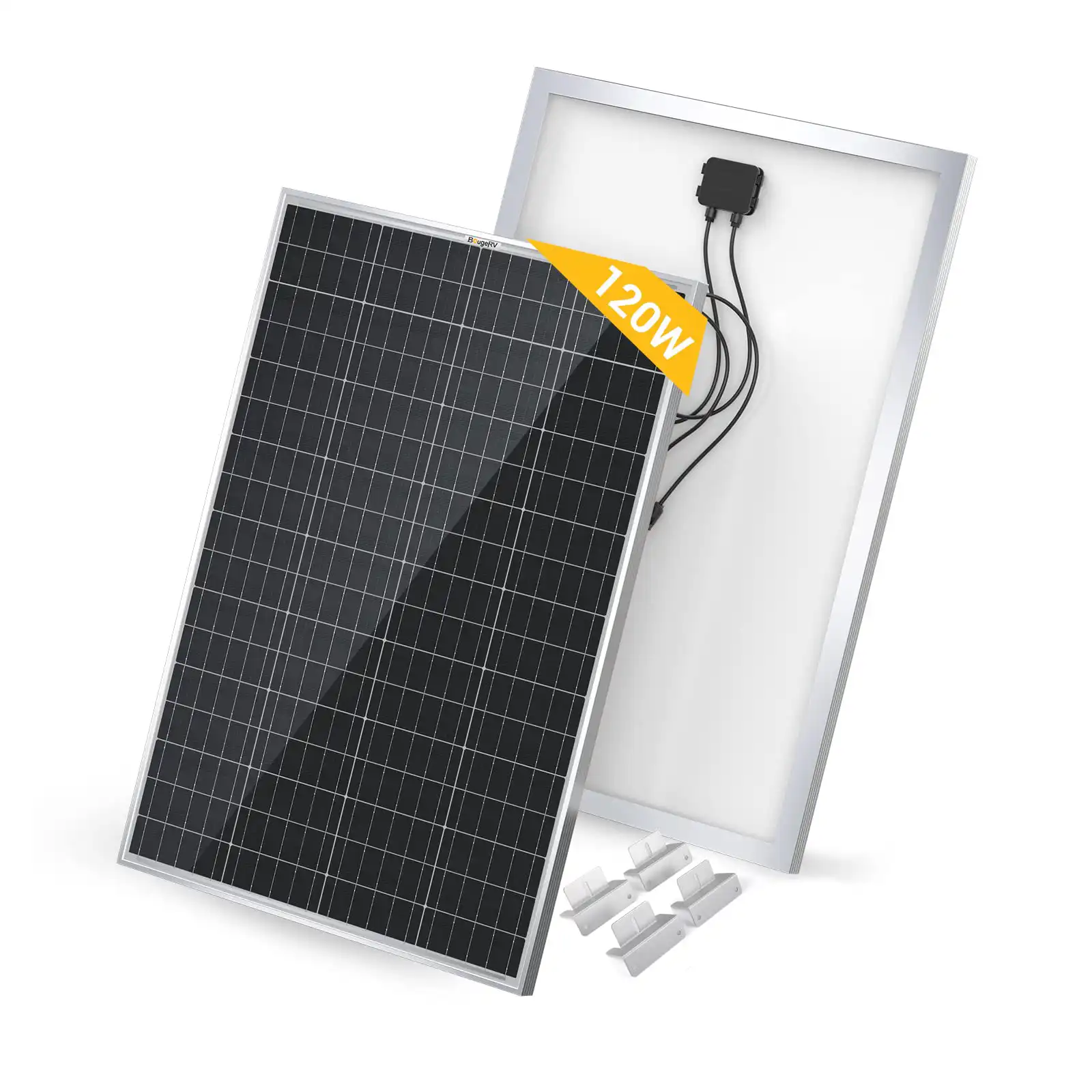 BougeRV 120W Monocrystalline Portable Solar Panel with Mounting Z Bracket