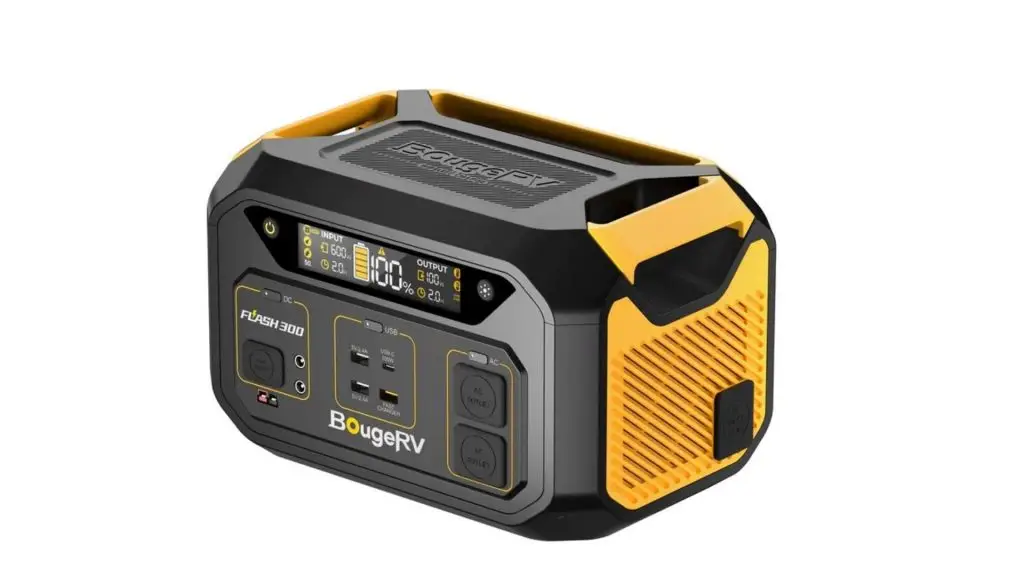 BougeRV Flash300 286Wh Power Station, 130W Solar Panel & 37QT Solar Fridge Freezer Kit