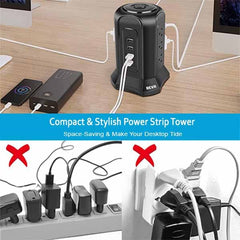 Power Charging Station Tower with 6ft Extension Cord- comparing using & not using the product