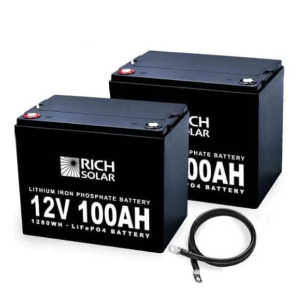 Rich Solar 2x 12V/100Ah 2.5kWh LiFePO4 Deep Cycle Battery