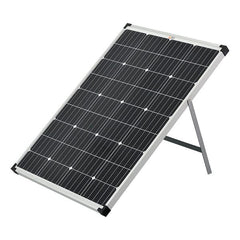 Rich Solar Mega 100W Monocrystalline Portable Solar Panel- front left view with open kickstand