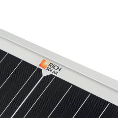 Rich Solar Mega 100W Monocrystalline Portable Solar Panel- showing strong tempered glass & aluminum frame