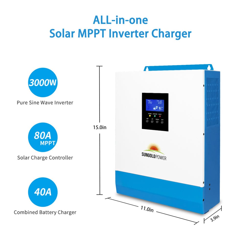 SunGoldPower 3000W 24V Pure Sine Wave Solar Inverter Charger- with measurement & some features