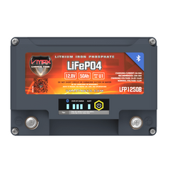 Vmaxtanks LFP1250B LiFePO4 Li-Iron 12V 50AH Battery W/50A BMS/LED/BT