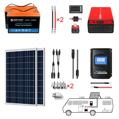 Windy Nation 3x100Ah Batteries, P30L Controller, 1500W Inverter, 3x100 –  Solar Paradise