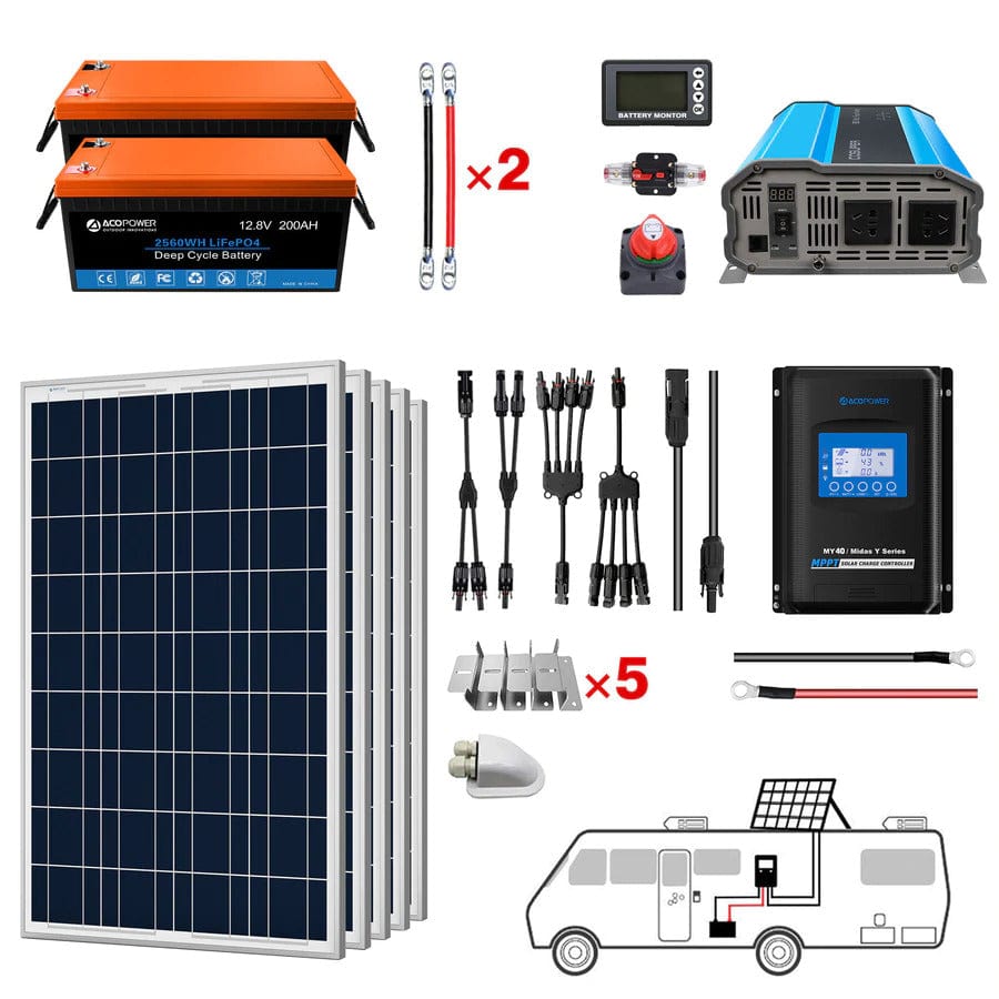 Acopower Lithium Battery Polycrystalline Solar Power Complete System