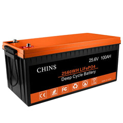 Chins 25.6V/100Ah LiFePO4 Deep Cycle Battery