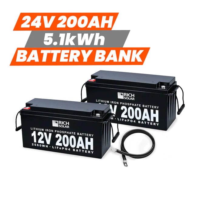 Rich Solar 2x 12V/200Ah 5.1kWh LiFePO4 Deep Cycle Battery