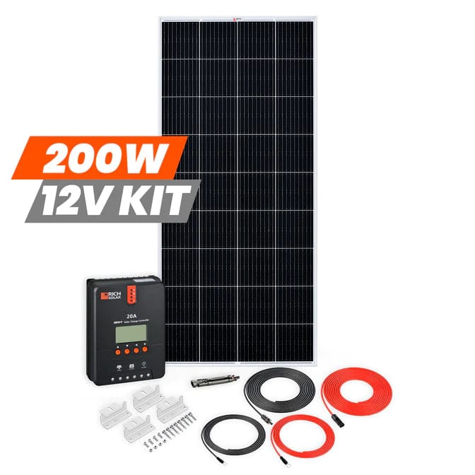 Rich Solar 200W Monocrystalline Solar Panel Kit with 20A MPPT Controller