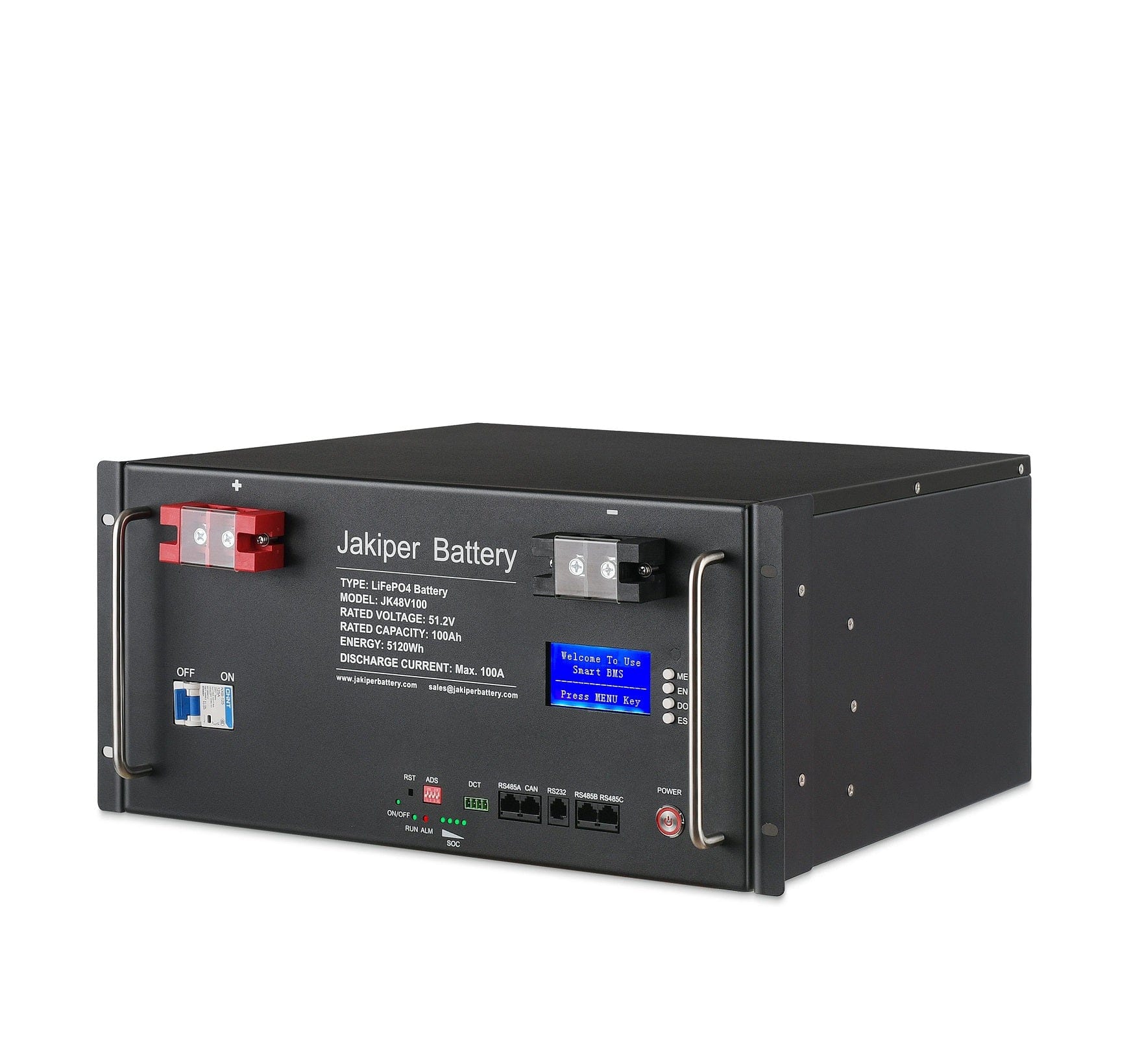 Jakiper 51.2V/100Ah Server Rack LiFePO4 Deep Cycle Battery – Solar