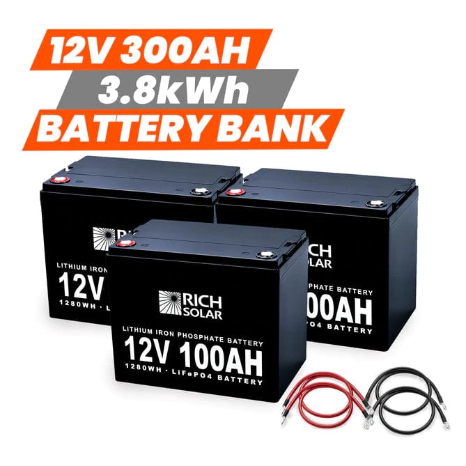 Rich Solar 3x 12V/100Ah 3.8kWh LiFePO4 Deep Cycle Battery