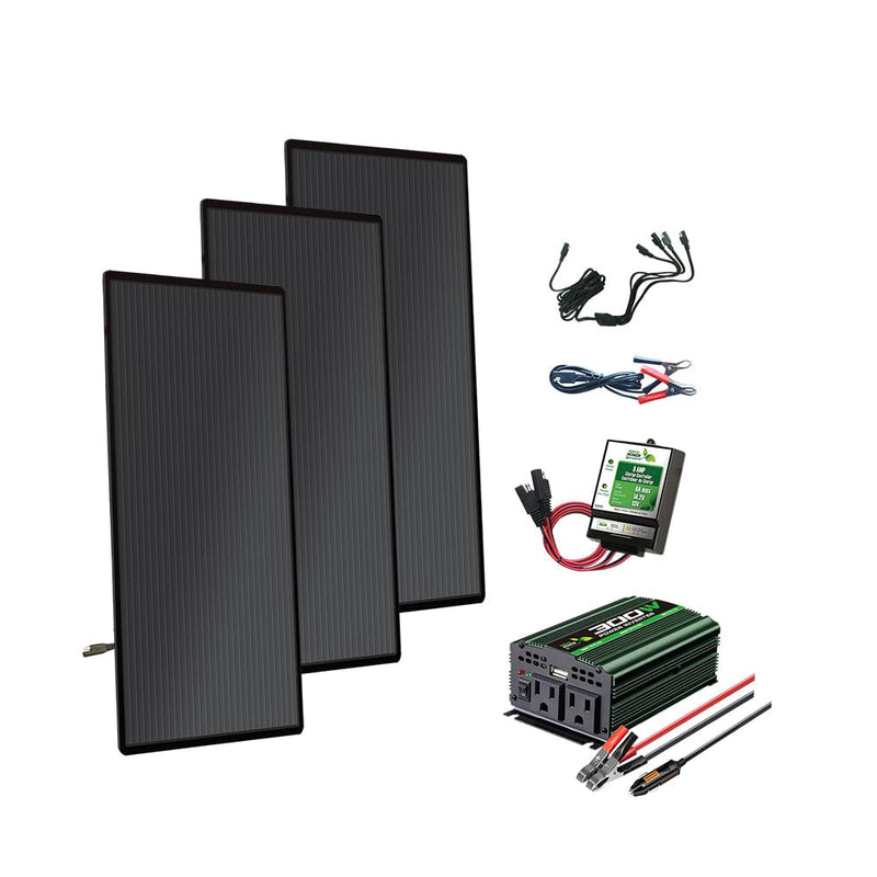 Nature Power 1x 300W Power Inverter + 3x 22W Mini Amorphous Solar Panel Kit