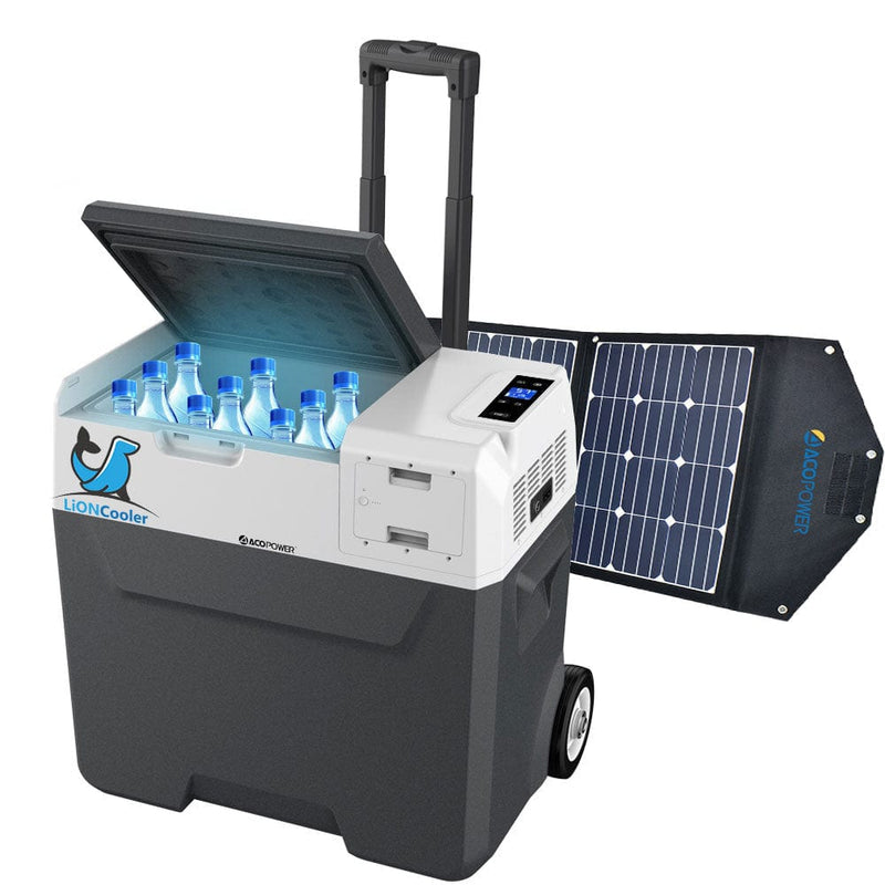 Acopower LiONCooler X50A 52 Quarts + 90W Solar Panel Portable Solar Fridge Freezer