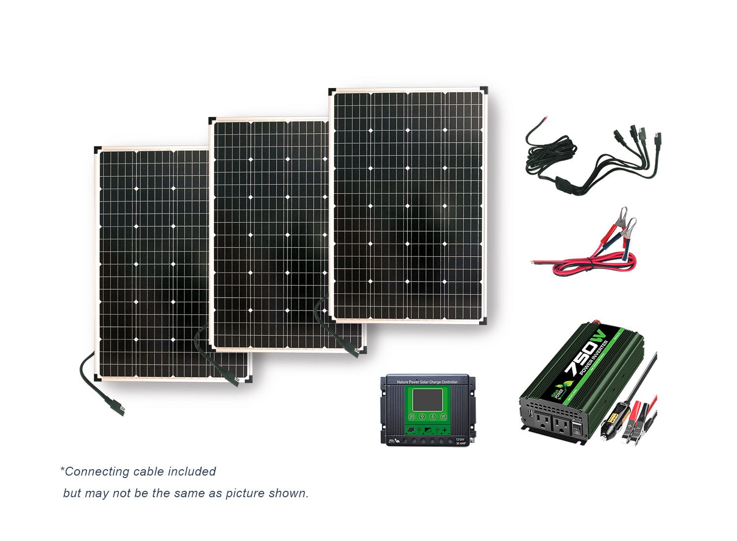 Nature Power 3x 110W Monocrystalline Solar Panel Complete kit