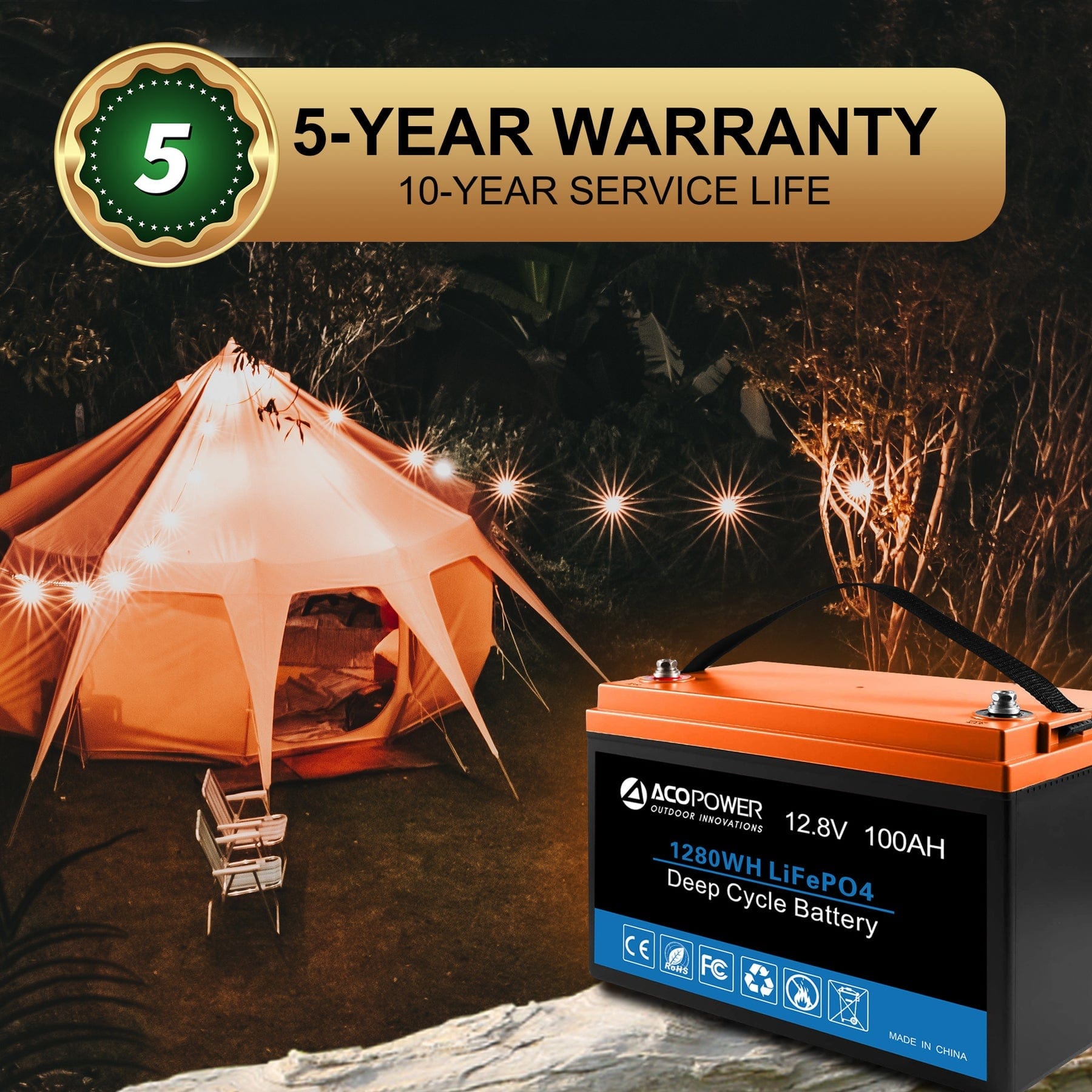 Batterie AGM 100 Ah Compact Low pour camping-car et services
