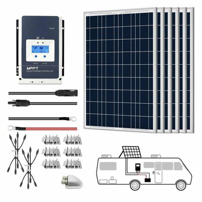 Acopower 6x 100W 12V Polycrystalline RV Solar Kit