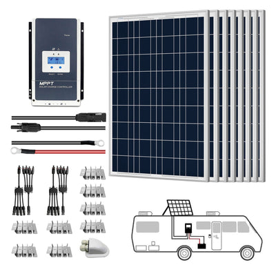 Acopower 8x 100W 12V Polycrystalline RV Solar Kit