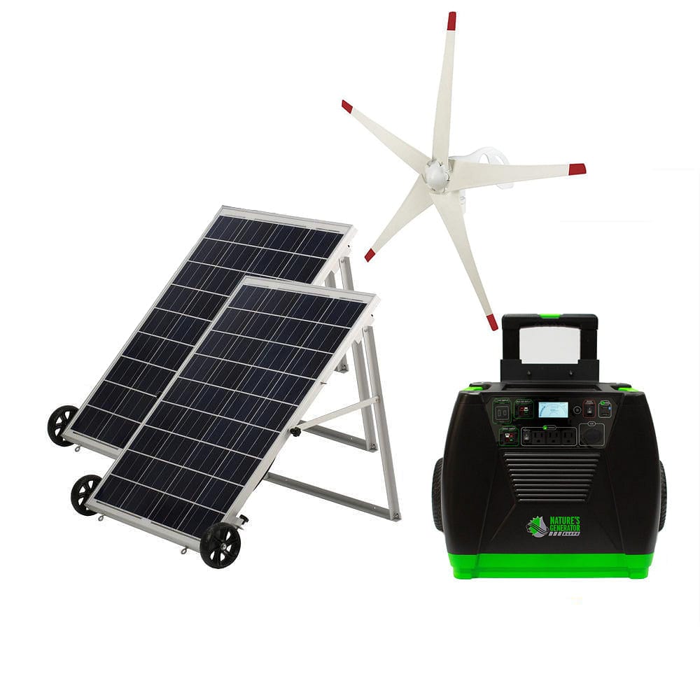 Nature's Generator Elite Gold WE 3600W, 2x100W Solar Panels & Wind Turbine Kit