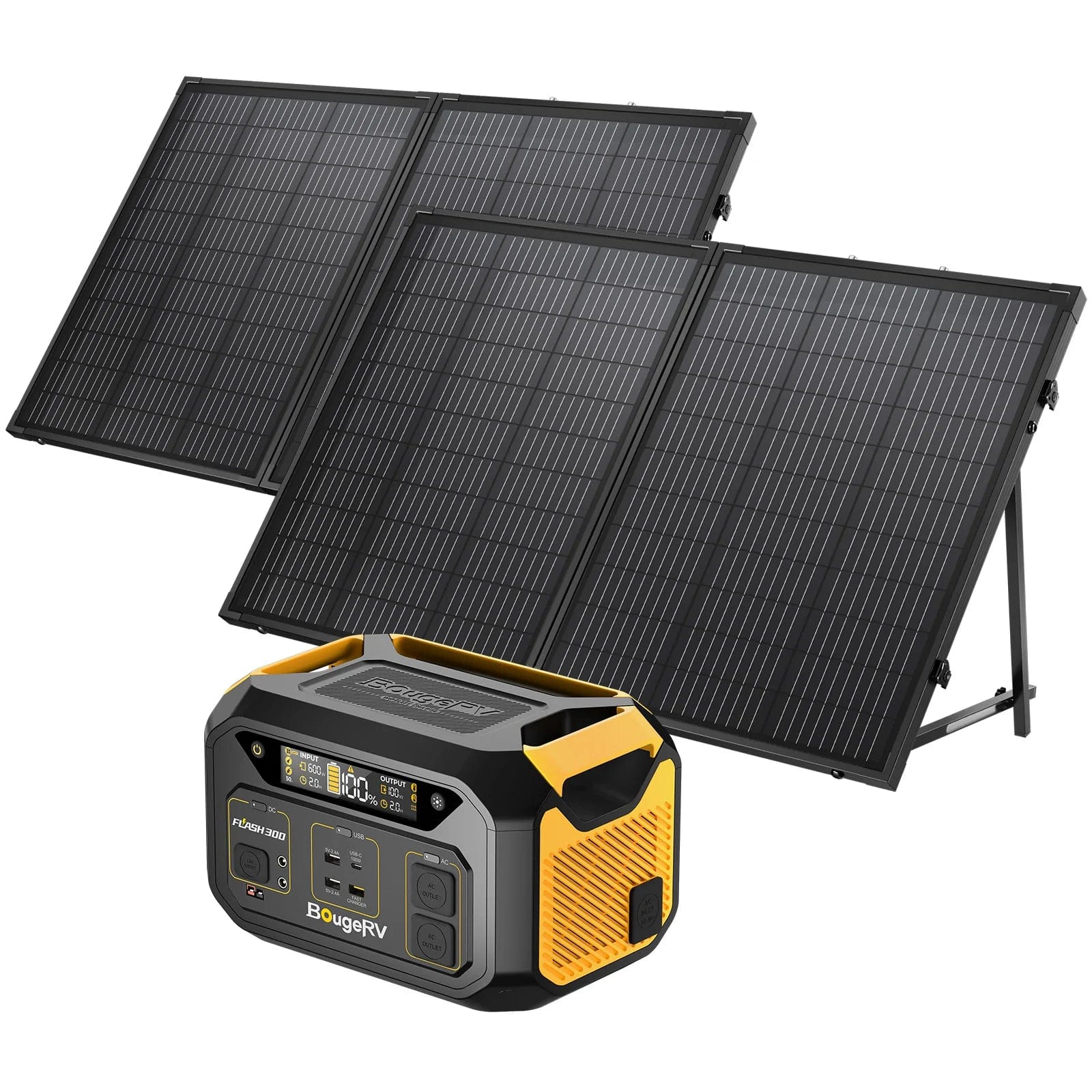 BougeRV Flash300 286Wh + 2x 130W Solar Panel Solar Generator Kit