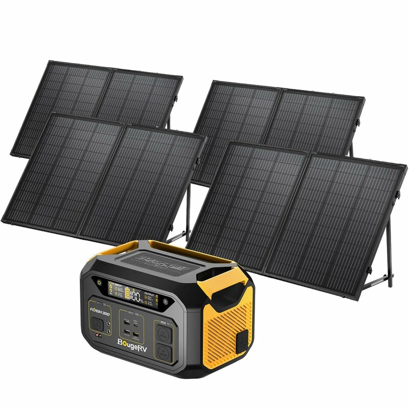 BougeRV Flash300 286Wh + 4x 130W Solar Panel Solar Generator Kit