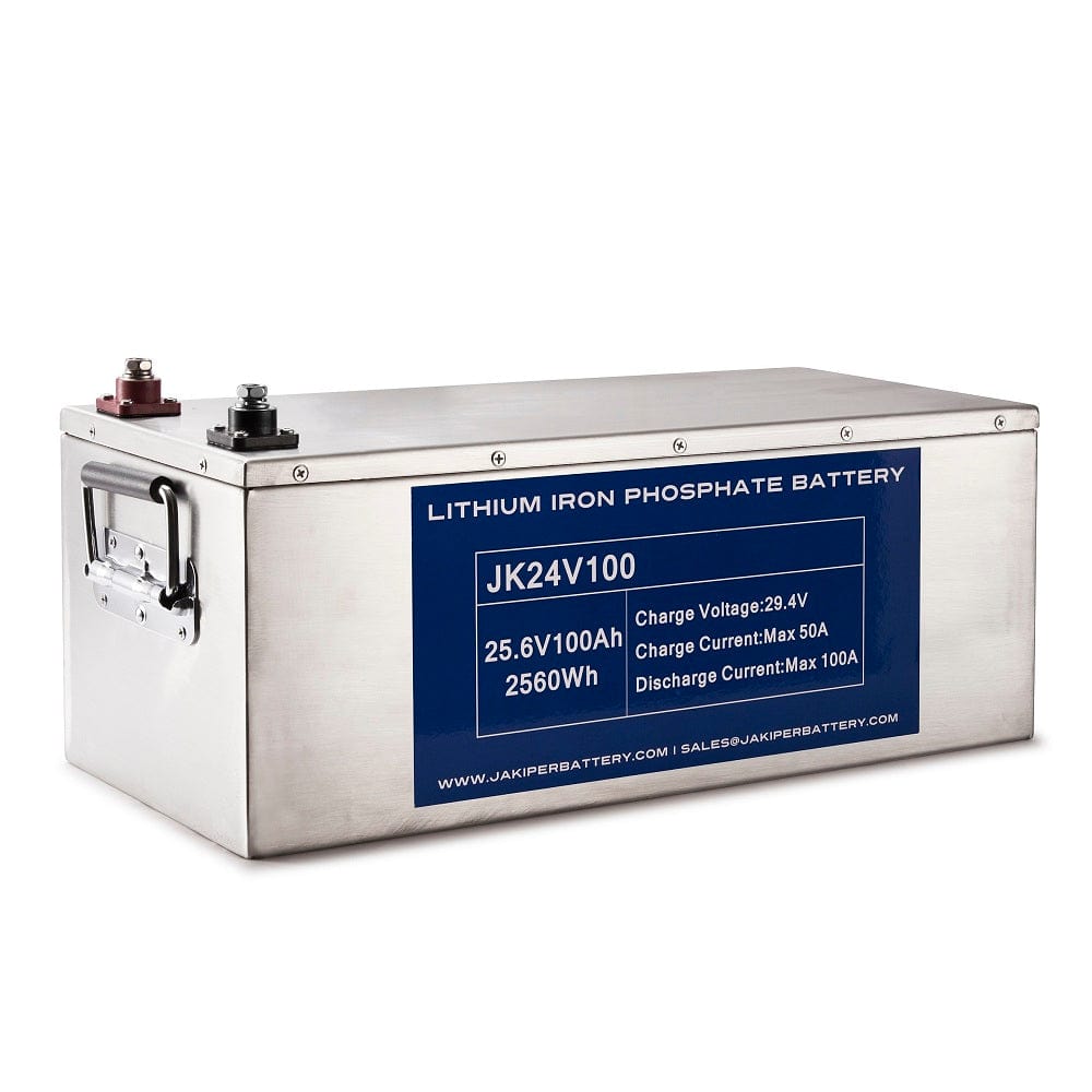 Jakiper 25.6V/100Ah 2560Wh RV LiFePO4 Deep Cycle Battery
