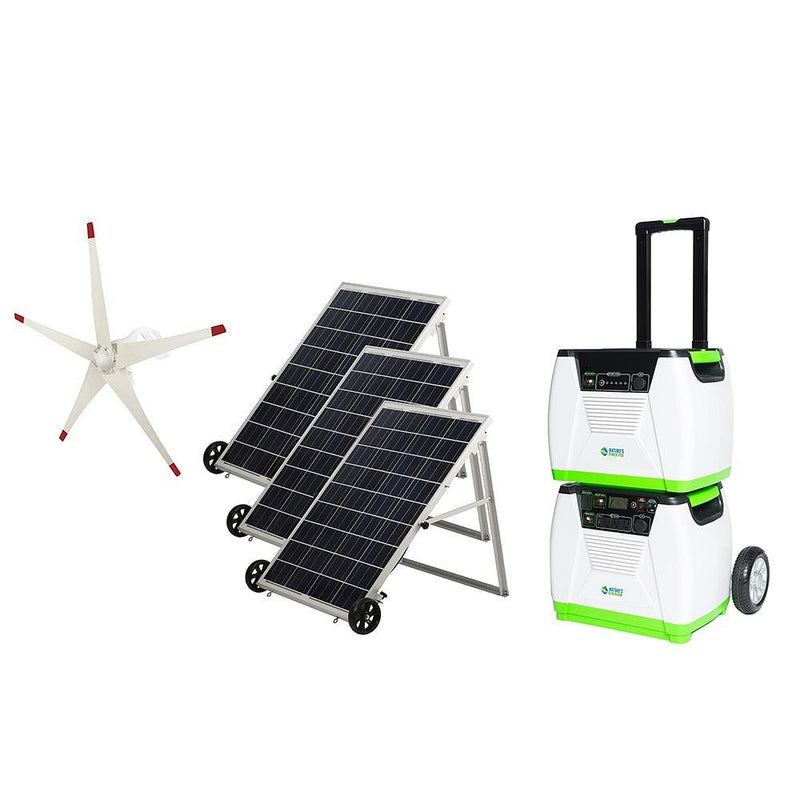 Nature's Generator Platinum WE System 1800W + 3x 100W Solar Panel + 1x Power Pod + 1x Wind Turbine Solar Generator Kit