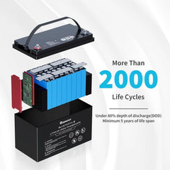 Renogy 12V/100Ah LiFePO4 Deep Cycle Battery with Bluetooth