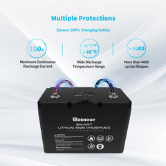 Renogy 12V/100Ah Smart LiFePO4 Deep Cycle Battery