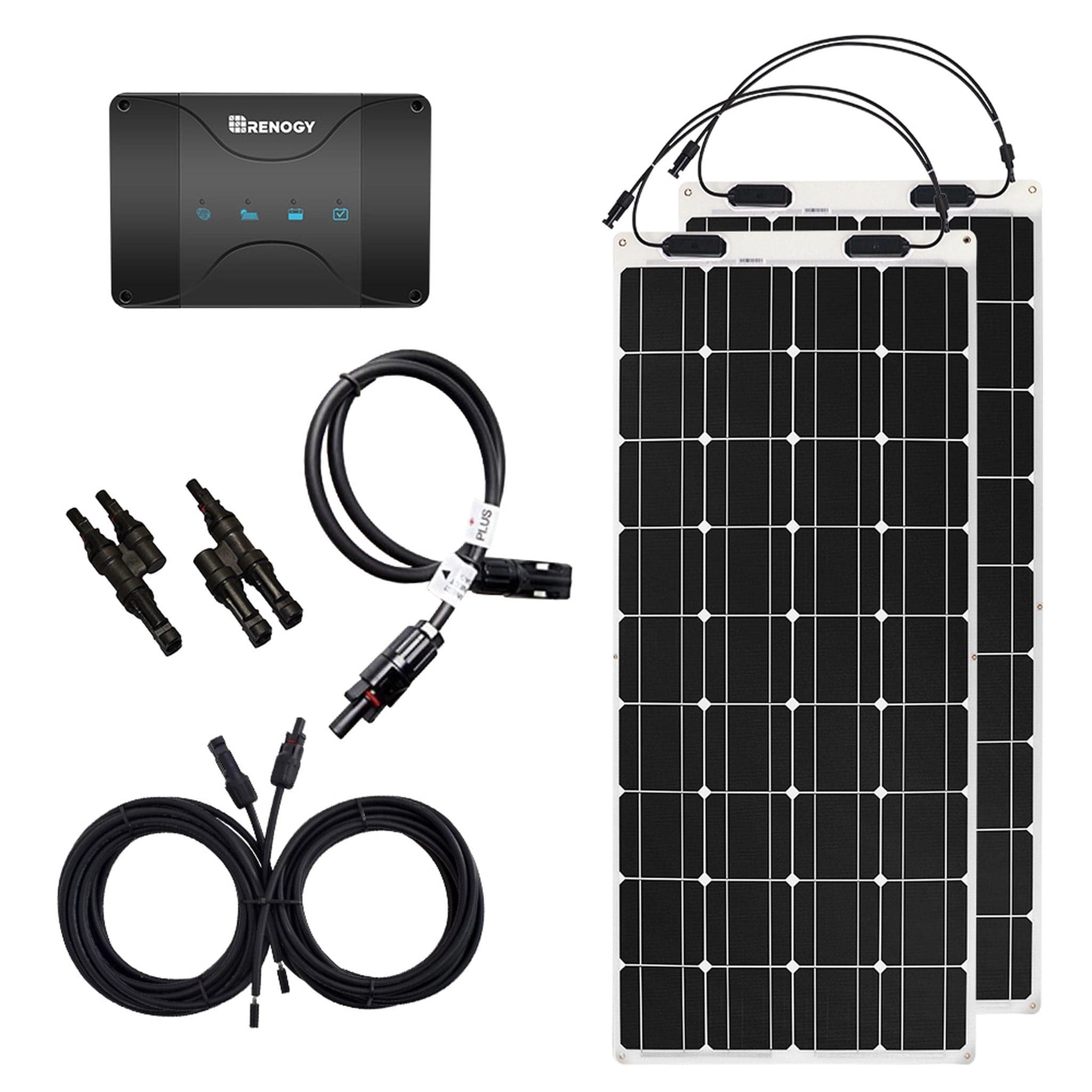 Renogy 12V 50A Dual Battery Charging + 2x 100W 12V Flexible Monocrystalline Solar Panel Kit