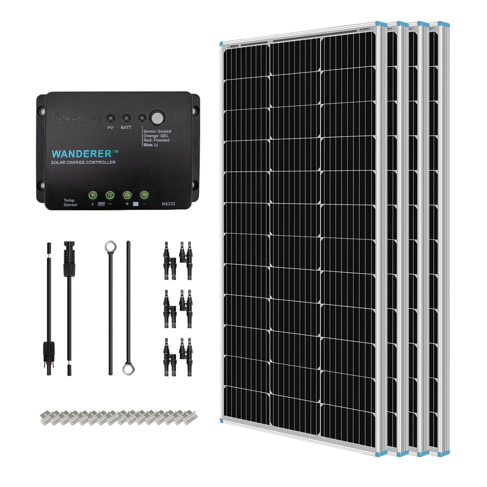 Renogy 4x 100W 12V Monocrystalline Solar Panel Starter Kit