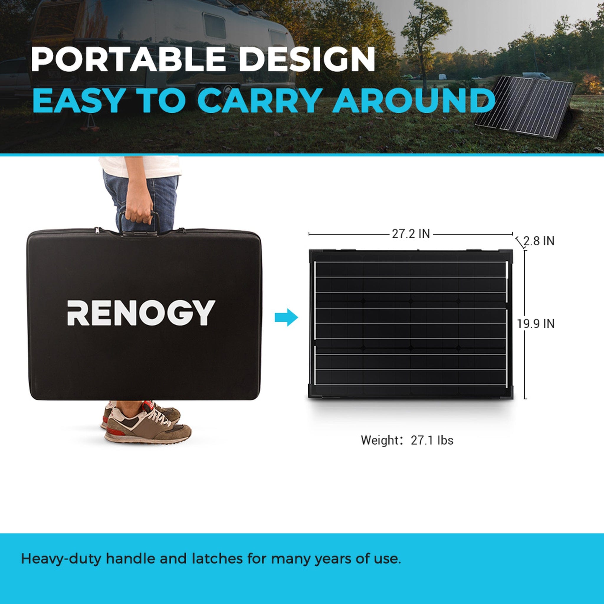 Renogy 100W 12V Monocrystalline Foldable Solar Panel Suitcase with Controller