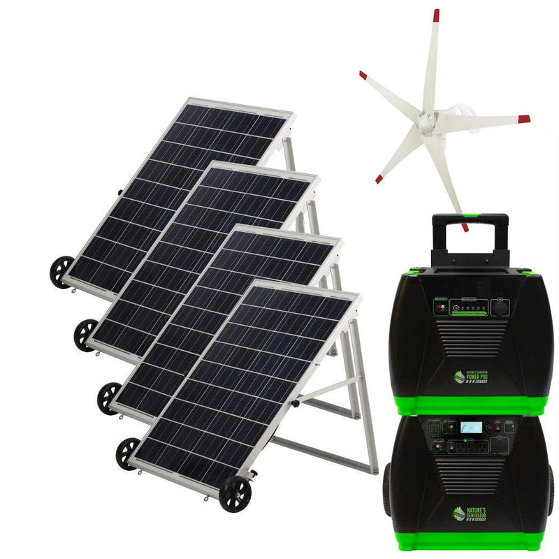 Nature's Generator Elite Platinum WE 3600W, 4x100W Solar Panels, Power Pod & Wind Turbine Kit