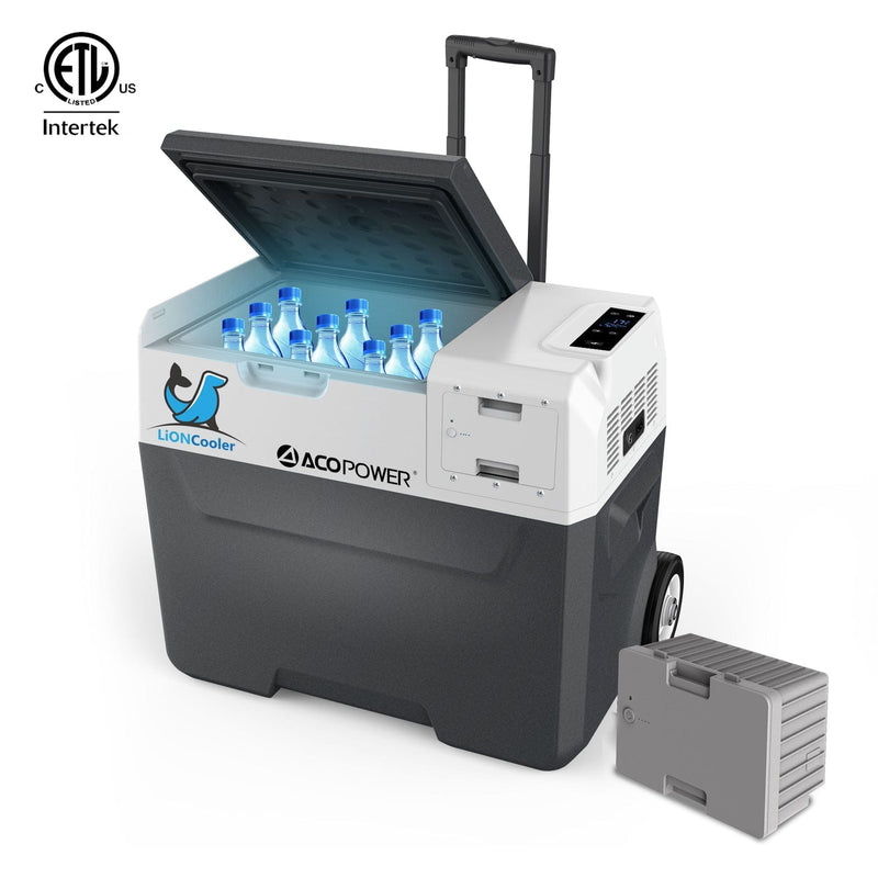 Acopower LiONCooler X40A 42 Quarts + 2x 173Wh Extra Battery Portable Solar Fridge Freezer