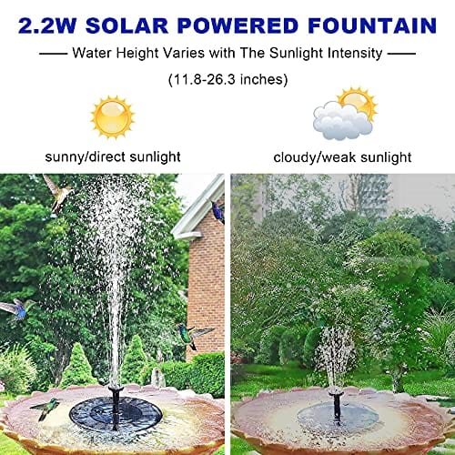 hygger Upgraded Solar Water Fountain, 2.2W Solar Powered Fountain with 7 Different Nozzles & 4 Anti-Collision Poles, Floating Solar Fountain Pump for Bird Bath, Garden, Pool, Pond, Outdoor