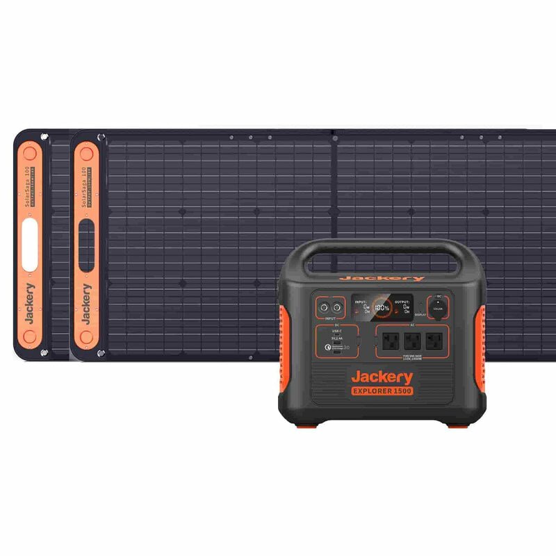 Jackery 1500_2SS100 + 2x SolarSaga 100W Solar Panel Solar Generator Kit JAE15002SP100