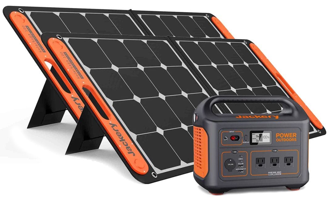 Jackery 880_2SS100 + 2x SolarSaga 100W Solar Panel + Power Cable Solar Generator Kit