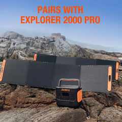 Jackery SolarSaga 200W Portable Solar Panel- setup in a rock mountain backgroud