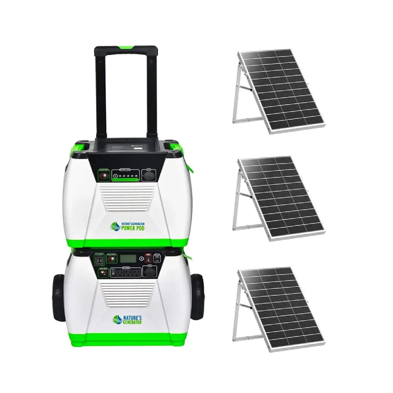 Nature's Generator Platinum System 1800W + 3x 100W Solar Panel + 1x Power Pod Solar Generator Kit