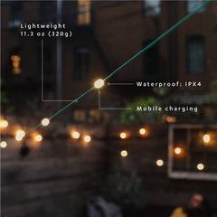 Waterproof Portable Solar String Lights with Phone Charger