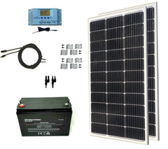 Windy Nation 1x 100Ah Battery + 2x 100W Monocrystalline Solar Panel Kit