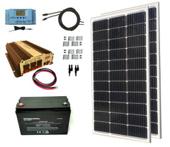 Windy Nation 2x 100W Monocrystalline Solar Panel Kits with P30L Charge Controller & 1500W Inverter