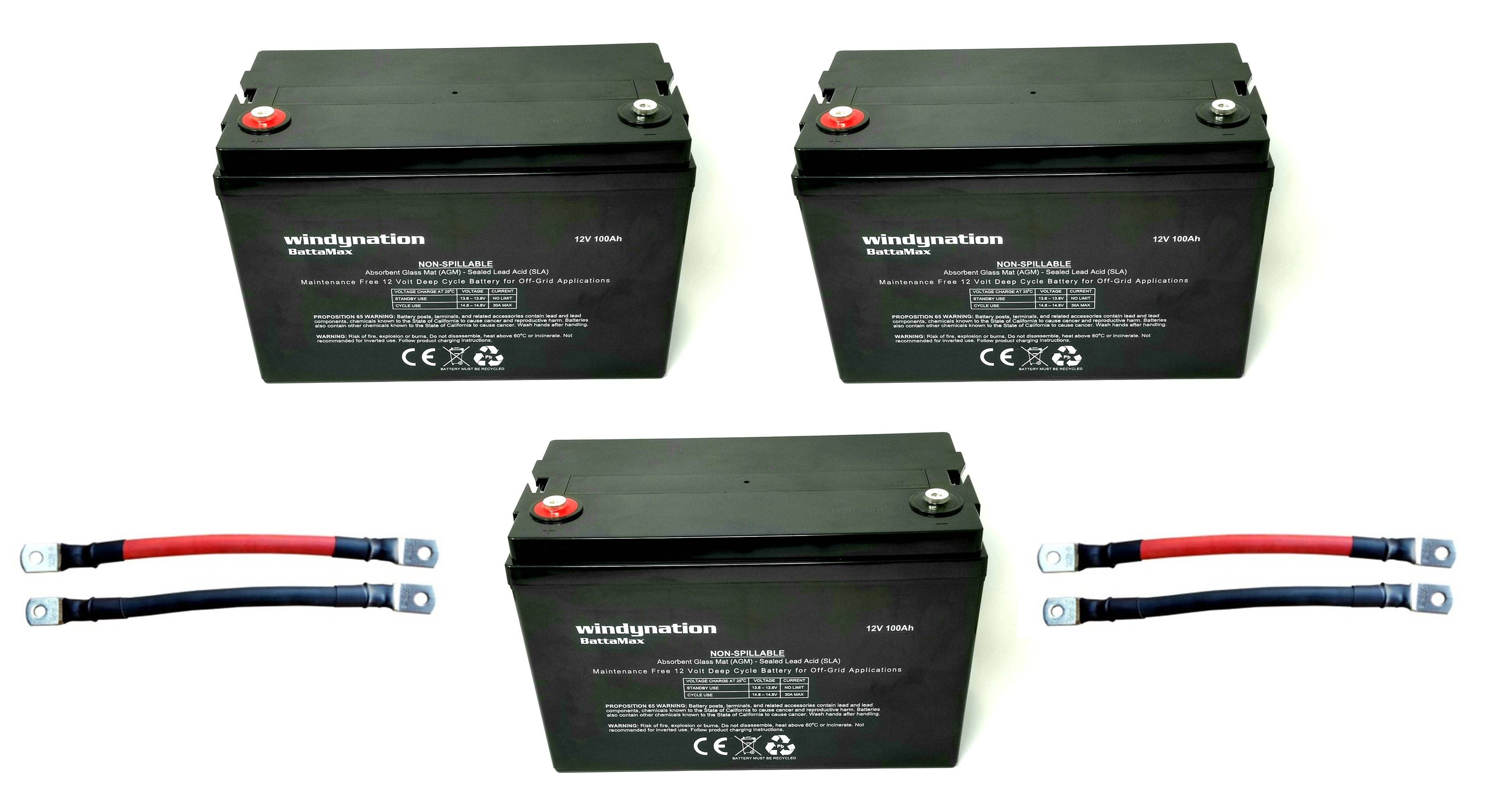 Windy Nation 3x 100Ah Battery + 1x P30L Charge Controller + 1x 1500W Inverter + 4x 100W Monocrystalline Solar Panel Complete Kit