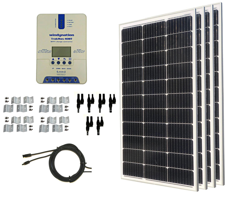 Windy Nation 1x TrakMax MPPT 40A Charge Controller + 4x 100W Monocrystalline Solar Panel Kit